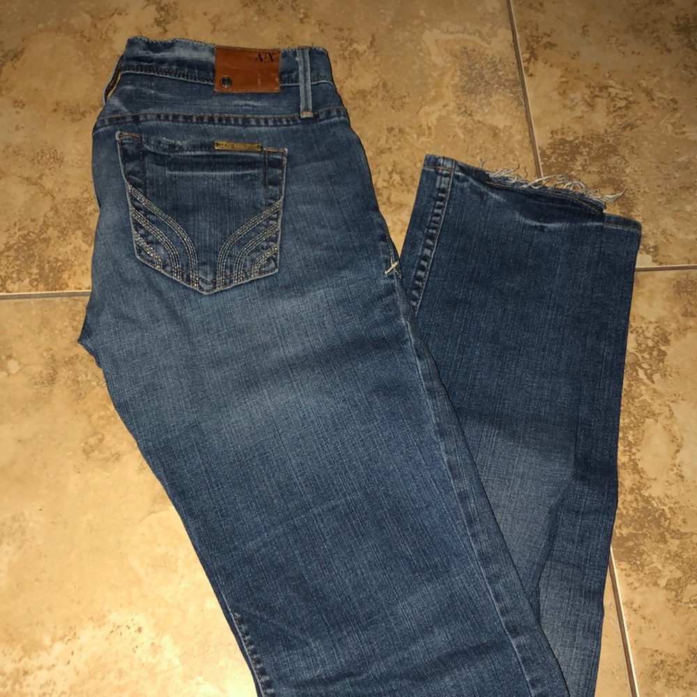 Armani Exchange Distressed Straight Leg Denim Jean